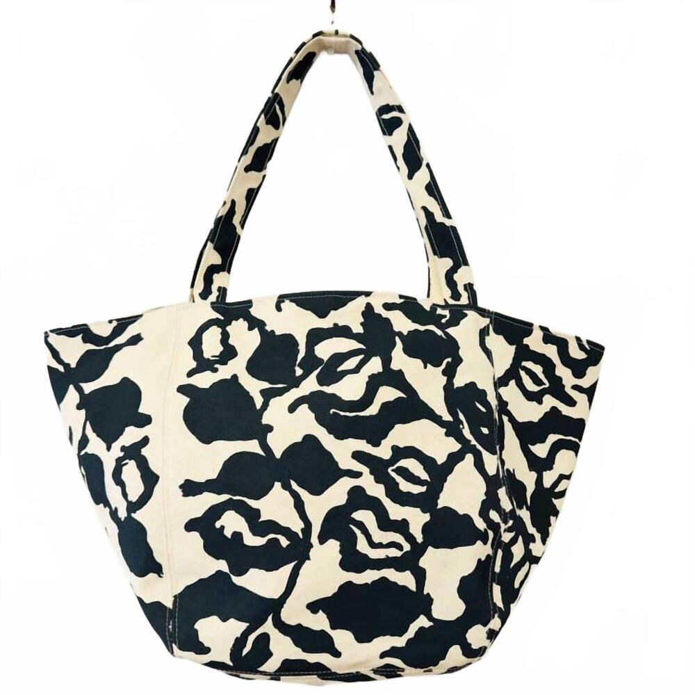 NEW ERIN FLETT women's anita boho canvas tote bag in light worn black vine